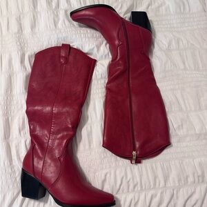 Dream Pairs Red Heeled Boots Knee-High